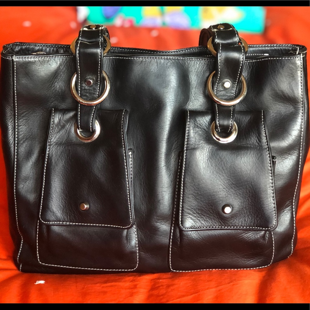 Black Leather Perlina Bag w/Silver Harware